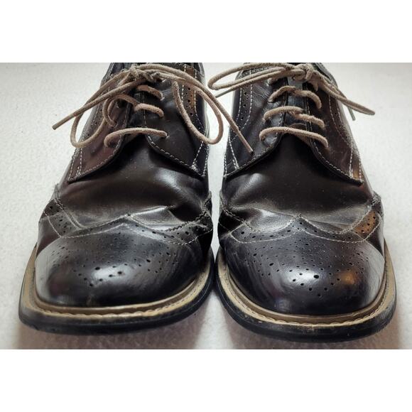 Perry Ellis Portfolio Drapper Black Wingtip Oxford Shoes Men US 10 Vtg Preppy - Picture 4 of 8